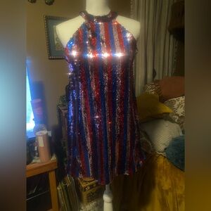 Halpern Sequin Halter Dress